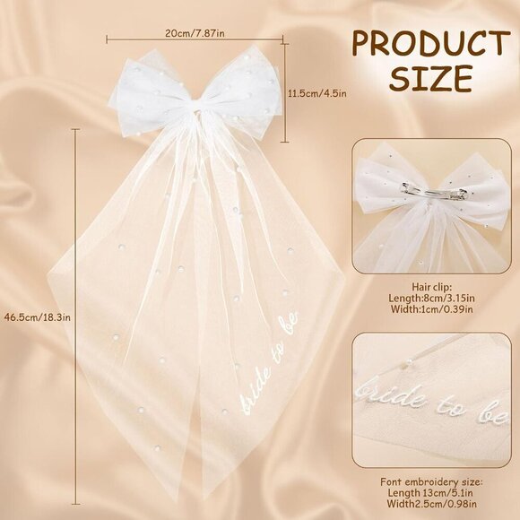 ? Women White Bridal Wedding Veils Bachelorette Party Accessories Hair Bow main image 4